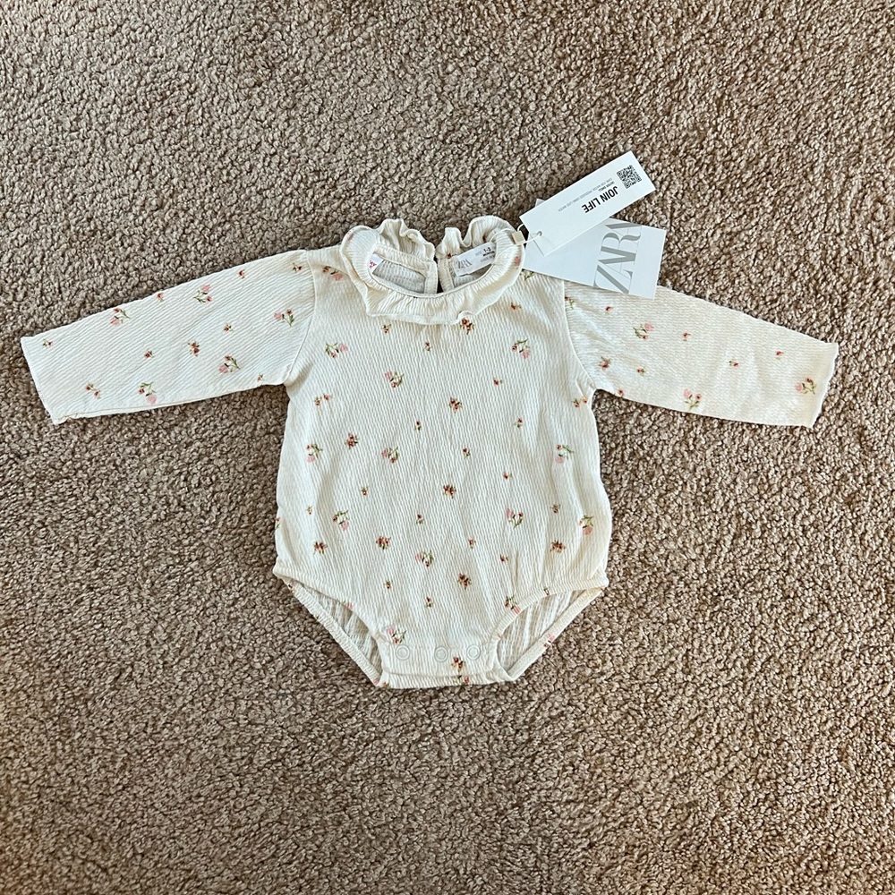 Zara floral collared bodysuit 1-3 months